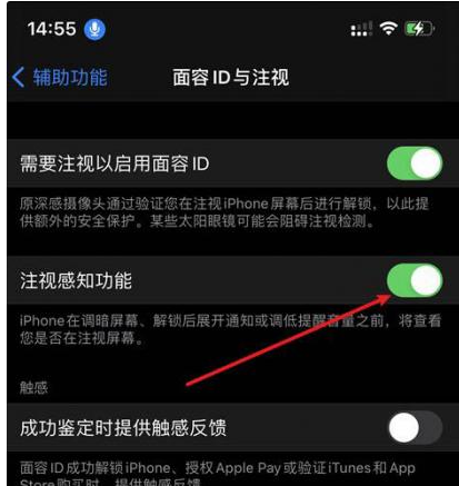 高平苹果14维修网点分享iPhone14注视感知功能有什么用 