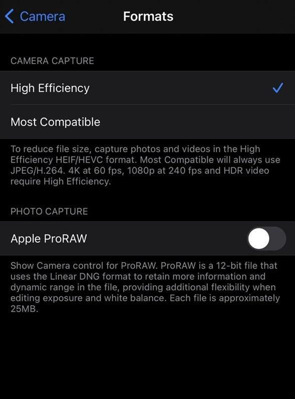 高平苹果手机维修分享如何为 iPhone 12 Pro/Max 启用 ProRAW 照片格式 